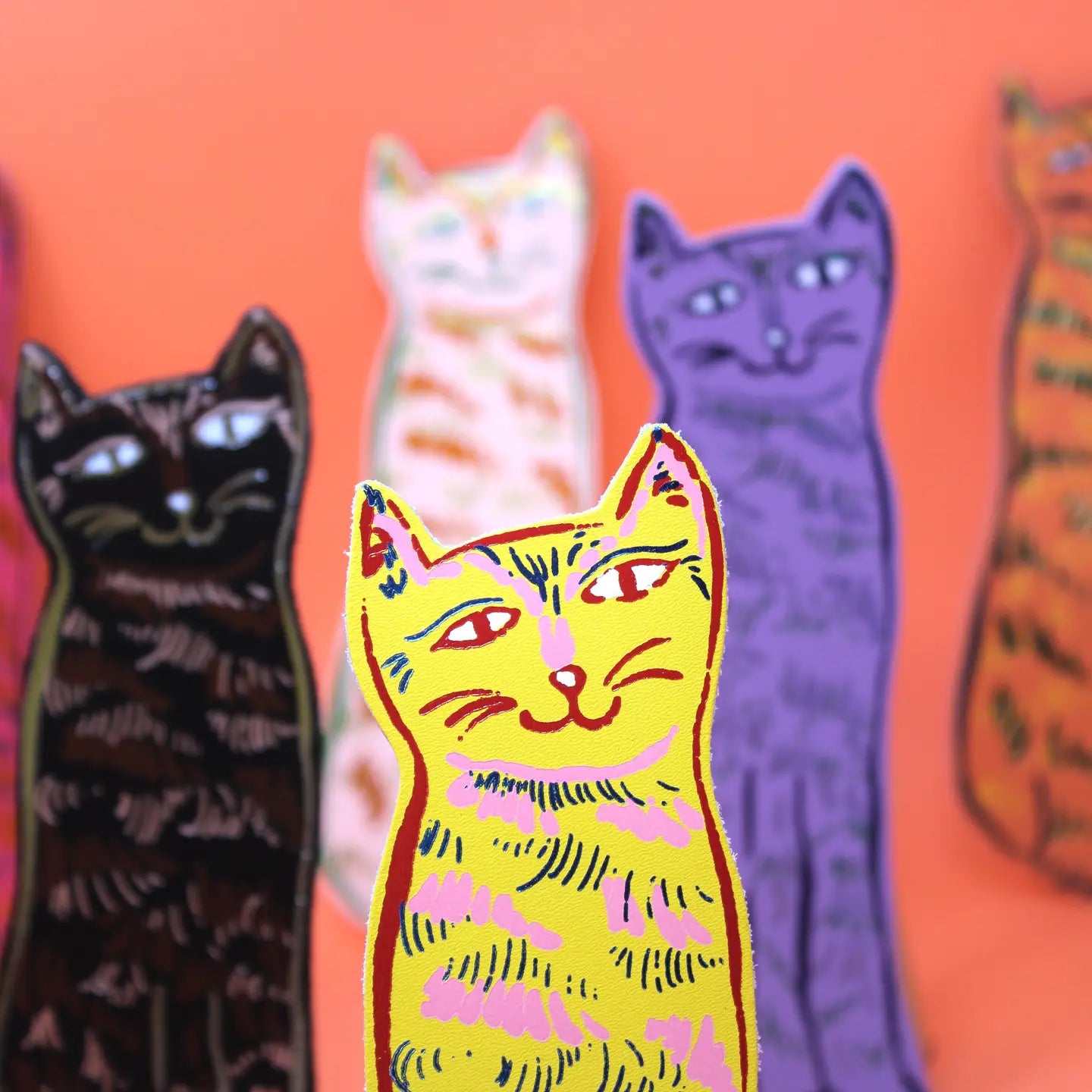 Ark Colour Design Leather Bookmark: Cat