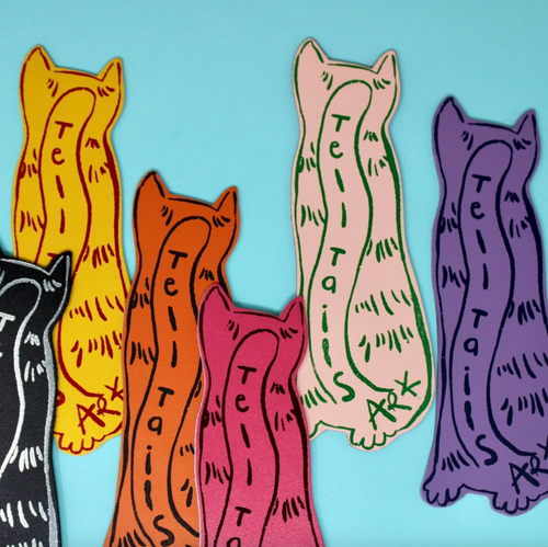 Ark Colour Design Leather Bookmark: Cat