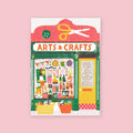 The Printed Peanut die cut greeting card shaped like an arts and crafts shop storefront with scissors, art supplies, and a yellow door