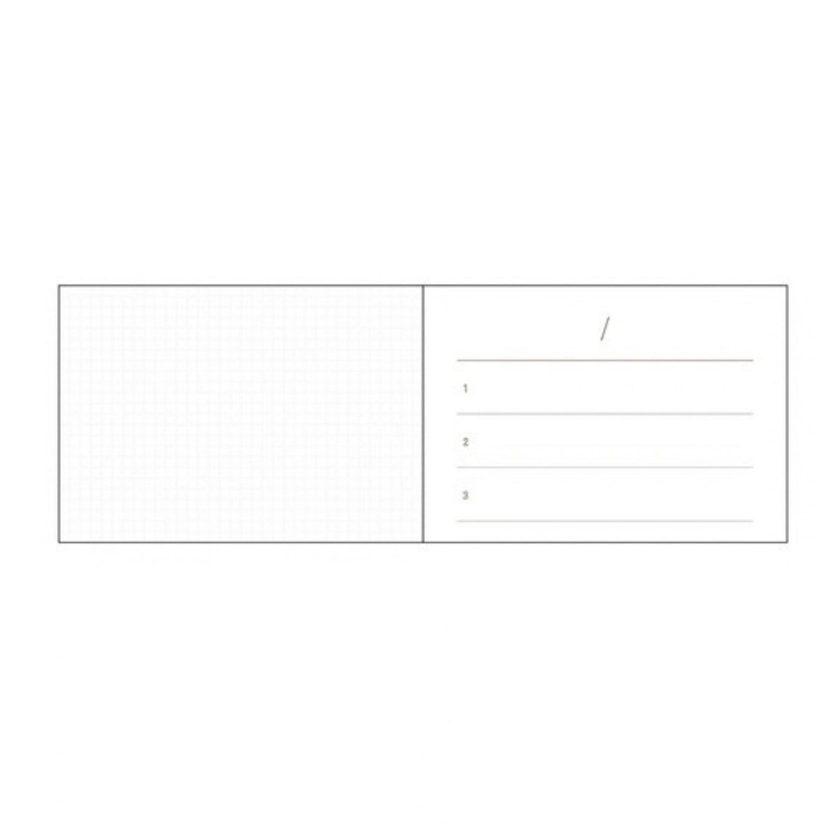 Daigo Mini Easy Journal 3 Things interior spread with grid page and space to record three daily entries.