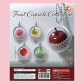 Bright Link Japanese wrapped fruit gachapon featuring five miniature fruits in foam mesh sleeves and clear capsules.