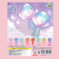 Sanyodo light-up magical girl wand gachapon featuring eight pastel wand designs with touch-activated lights.