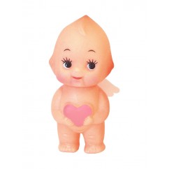 Obitsu Kewpie angel doll holding a pink heart, shown on a white background.