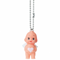 Obitsu Kewpie angel charm with ball chain, white wings, and a white heart.