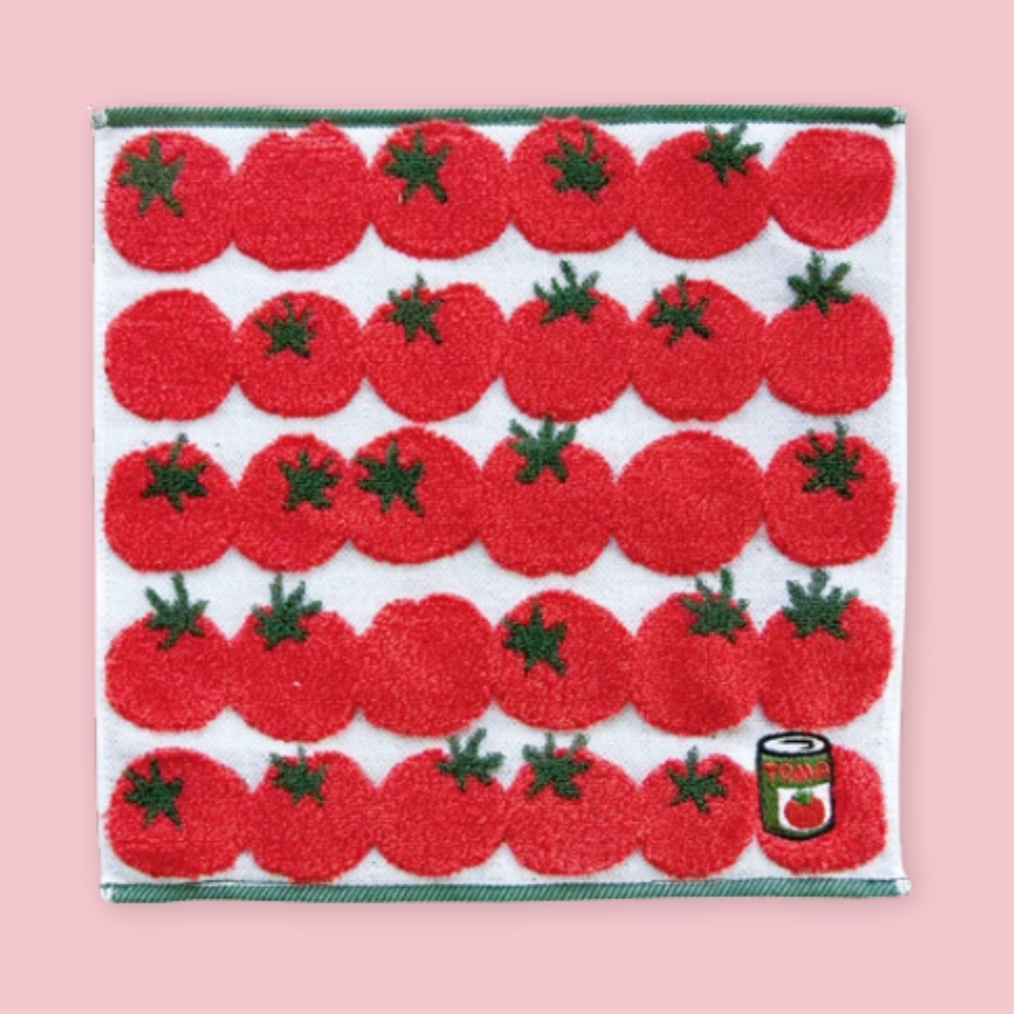 Imabari mini towel with tomato print pattern, 23 x 23 cm, Made in Japan