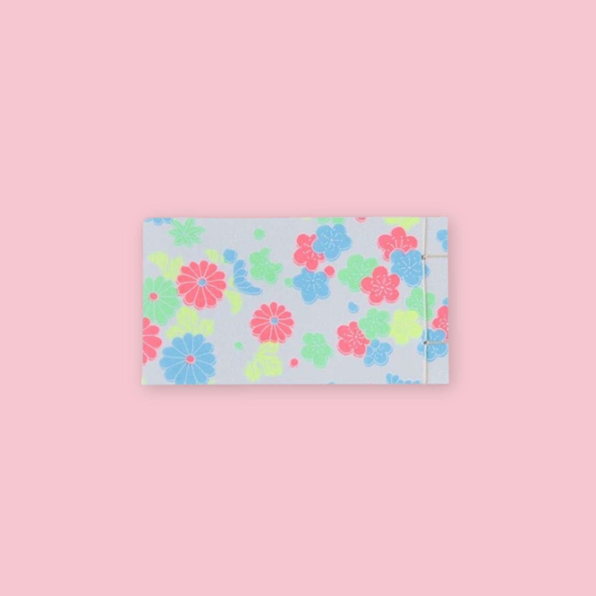 Shogado Goen Neon tear-off memo pad with neon mixed flowers yuzen washi paper cover, Made in Japan